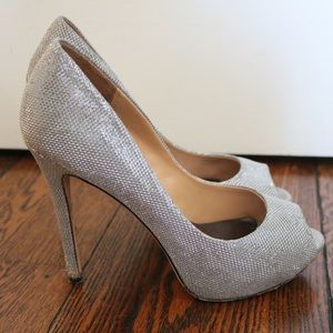 Badgley Mischka Silver Sparkle Heels